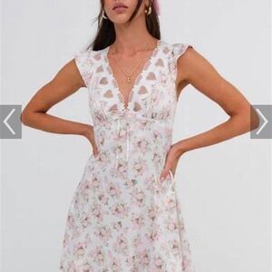 For Love And Lemons Pink Floral Midi Dress